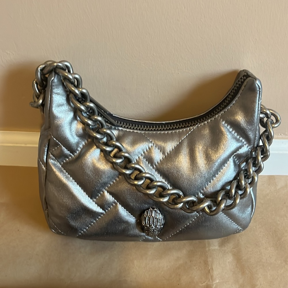 Kurt Geiger Kensington Metallic Silver Leather Hobo Bag